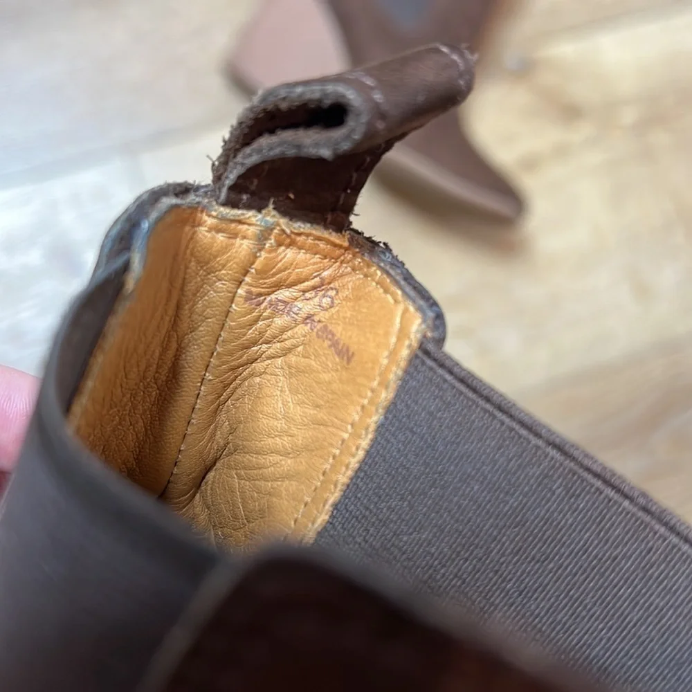 Vanessa Bruno Athe Brown Leather Pull On Wedge Booties 36/6